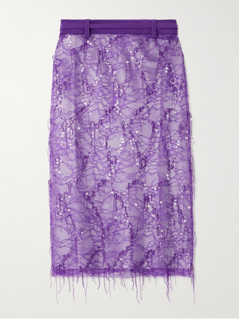 Christopher Esber ‘Ivy’ Sequin Lace Midi Skirt Purple PF24 size AU 12 / US 8